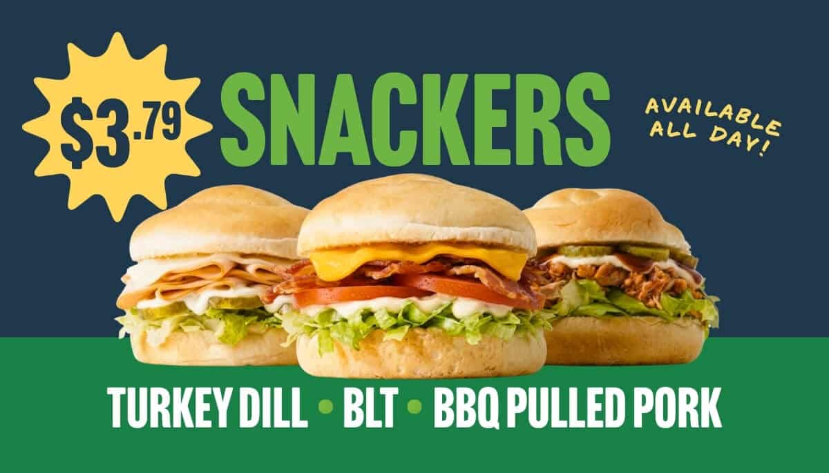 Turkey Dill, BLT, and BBQ Pulled Pork. Made with fresh ingredients and served on our new swirl buns, baked fresh in-house like always.